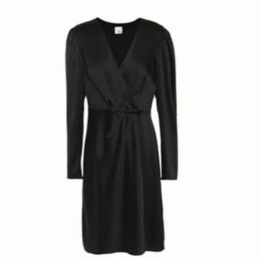 Iris and Ink Adeline wrap effect pleated dress Black size 10